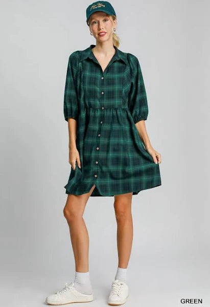 Umgee Favorite Plaid Mini Dress