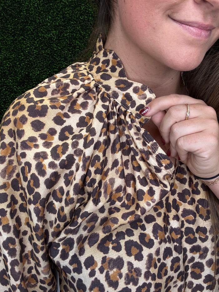 Umgee Scallop Hem Leopard Blouse