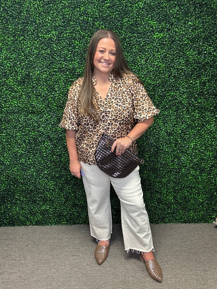 Umgee Scallop Hem Leopard Blouse