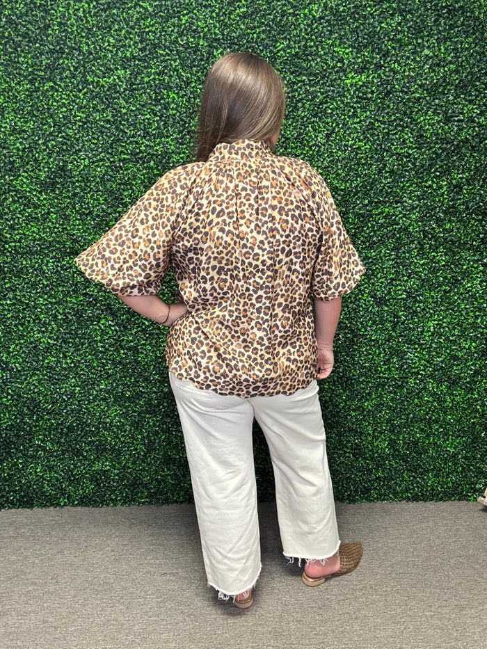Umgee Scallop Hem Leopard Blouse