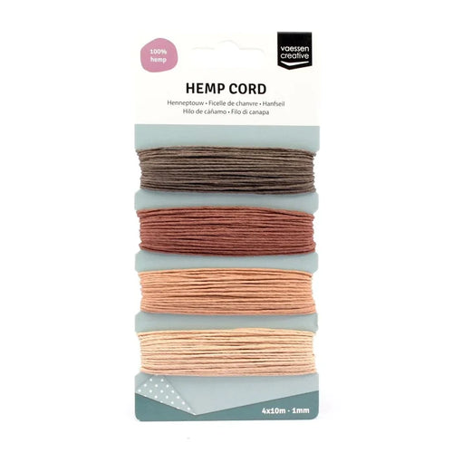 Vaessen Creative - Hemp Cord - Naturel - 4x10m. You can use the jute cord to hang or decorate your creations or decorations. The burlap also gives a vintage look to your craft projects. Available at Embellish Away located in Bowmanville Ontario Canada.