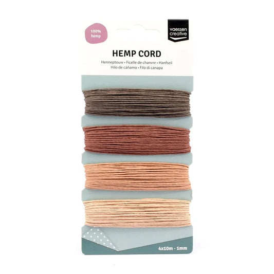 Vaessen Creative - Hemp Cord - Naturel - 4x10m. You can use the jute cord to hang or decorate your creations or decorations. The burlap also gives a vintage look to your craft projects. Available at Embellish Away located in Bowmanville Ontario Canada.