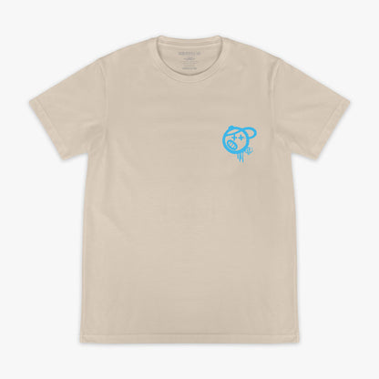 Tan and light blue Vandal youth graphic tee — front view