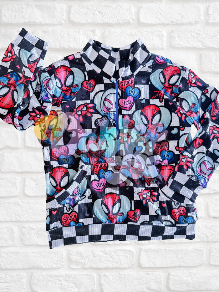 VDay Spidey Checkered Half Zip