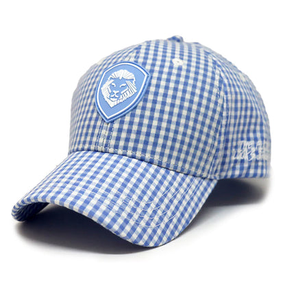 VT Shield Future Looks Bright Sky Blue Gingham Check Snapback Hat