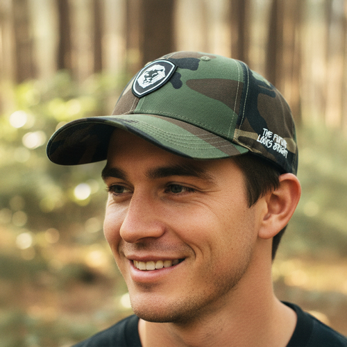VT Shield Logo Future Looks Bright Camo Flex fit hat