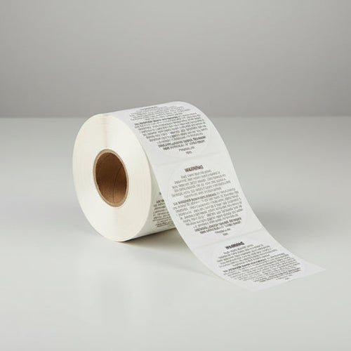 roll of white warning labels 1.5 inches