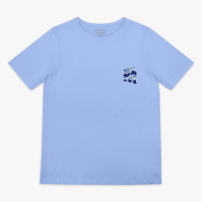 Blue Wave Cotton Candy Blue youth graphic tee — front view