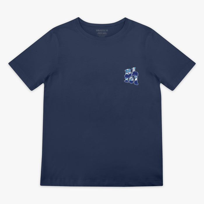 Navy Wave youth graphic tee — front view