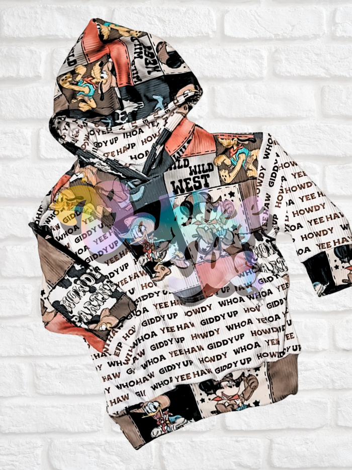 Western Mickey Brown Drip Hoodie