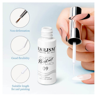 White | RARJSM ® Nail Art Gel Liner Painting Nail Gel Polish | 8ml #08