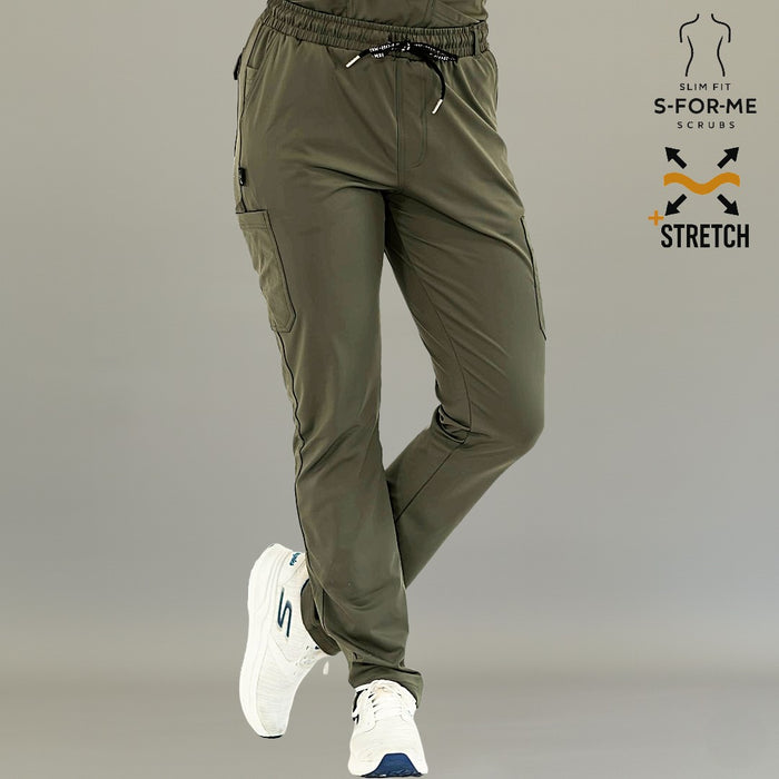 Women’s 930 Olive Green Super Stretch jogger scrub pants front view