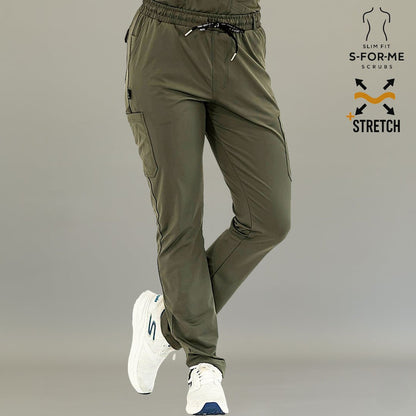 Women’s 930 Olive Green Super Stretch jogger scrub pants front view