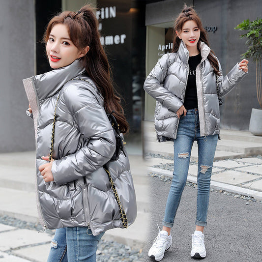 Women's Padded Winter Jacket - Stand Collar Puffer Coat