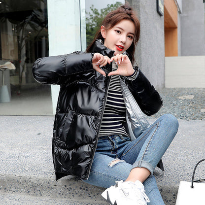 Women's Padded Winter Jacket - Stand Collar Puffer Coat