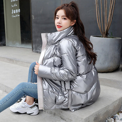 Women's Padded Winter Jacket - Stand Collar Puffer Coat