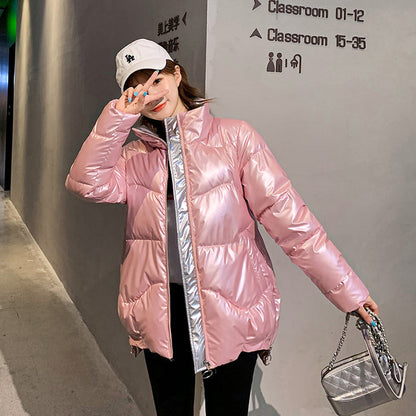 Women's Padded Winter Jacket - Stand Collar Puffer Coat