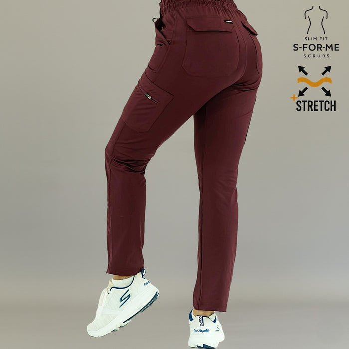 Women’s 930 maroon scrub pants with 8 practical pockets
