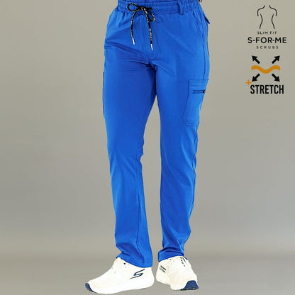 S-FORME women’s royal blue scrub pants made with stretch fabric
