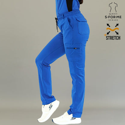 Women’s Super Stretch royal blue scrub pants with wrinkle-resistant fabric