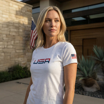 Women's Team America Retro White Valuetainment Short Sleeve T-Shirt (Slim fit)