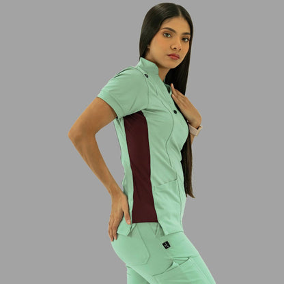 Women's Top 930 Brook Green/Maroon Super Stretch, Scrubs 930