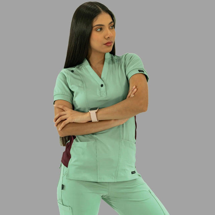 Women's Top 930 Brook Green/Maroon Super Stretch, Scrubs 930