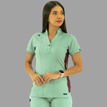 Women's Top 930 Brook Green/Maroon Super Stretch, Scrubs 930