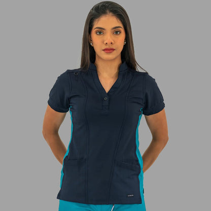 Women's Top 930 Navy Blue - Teal Green Super Stretch, Scrubs 930